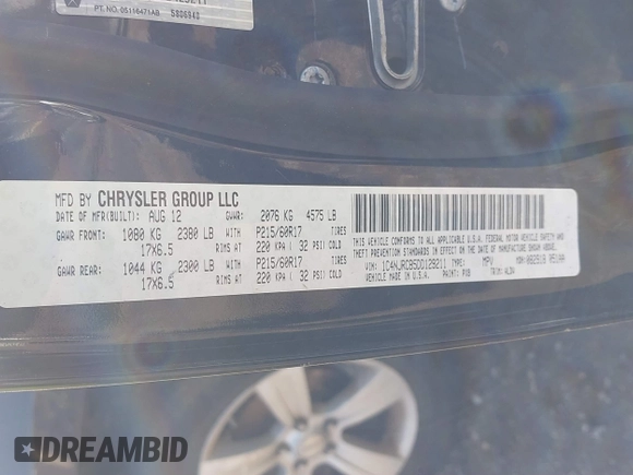2013 Jeep Patriot Limited с VIN 1C4NJRCB5DD129211, выставлен на аукционе IAAI как лот 41885879 с пробегом 125 060 миль миль и . История ставок и продаж доступна на DreamBid. Изображение 9.