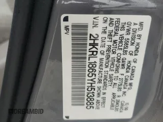 2000 Honda Odyssey EX with VIN 2HKRL1865YH513885, listed as a Copart auction lot 50223505 with 214,627 mi miles and Salvage Title. Bid and sale history available at DreamBid. Image 15.