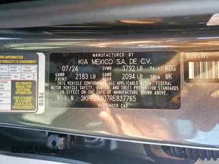 2024 Kia Forte LXS with VIN 3KPF24AD7RE837765, listed as a Copart auction lot 47356155 with 8,928 mi miles and Salvage Title. Bid and sale history available at DreamBid. Image 12.