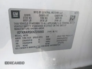 2017 Cadillac XT5 FWD с VIN 1GYKNARSXHZ209865, выставлен на аукционе IAAI как лот 41670012 с пробегом 105 567 миль миль и . История ставок и продаж доступна на DreamBid. Изображение 9.