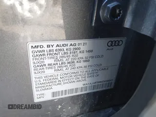 2021 Audi Q7 Premium with VIN WA1AJAF79MD029047, listed as a IAAI auction lot 41667083 with 1 mi miles. Bid and sale history available at carsss.com. Image 9.