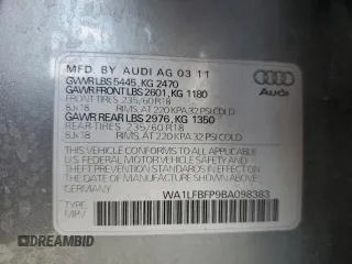 2011 Audi Q5 Premium Plus with VIN WA1LFBFP9BA098383, listed as a Copart auction lot 63238265 with 195,917 mi miles and Salvage title. Bid and sale history available at DreamBid. Image 12.