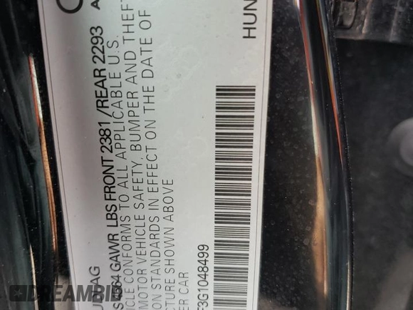 2016 Audi A3 2.0T Premium with VIN WAUB8GFF3G1048499, listed as a Copart auction lot 59311293 with 72,255 mi miles. Bid and sale history available at carsss.com. Image 12.