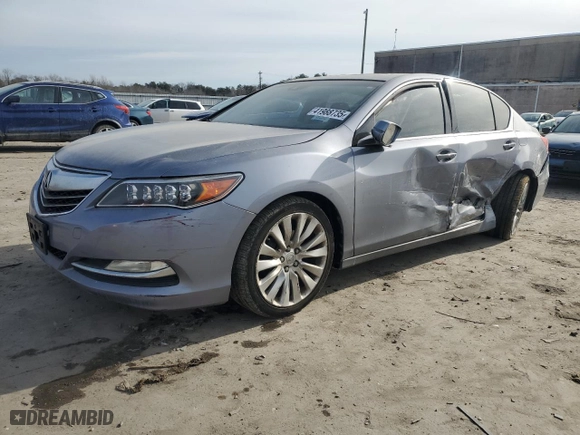 2014 Acura RLX Tech Pkg with VIN JH4KC1F59EC006635, listed as a Copart auction lot 41988735 with 0 mi miles and Salvage Title. Bid and sale history available at carsss.com. Image 1.