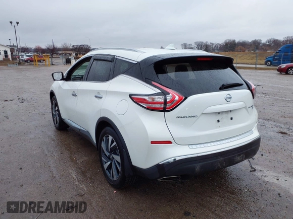 2017 Nissan Murano Platinum z VIN 5N1AZ2MH6HN164756, wystawiony jako IAAI lot #41462574 z przebiegiem 95 401 mil mil oraz . Historia ofert i sprzedaży dostępna na DreamBid. Obrazek 3.