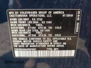 2018 Volkswagen Atlas SE with VIN 1V2LR2CA9JC587607, listed as a Copart auction lot 54824925 with 89,318 mi miles and Salvage title. Bid and sale history available at DreamBid. Image 13.