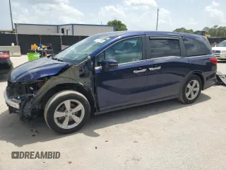 2019 Honda Odyssey EX-L z VIN 5FNRL6H73KB073970, wystawiony jako Copart lot #58473345 z przebiegiem 75 612 mil mil oraz Nie do naprawy • Non repairable. Historia ofert i sprzedaży dostępna na DreamBid. Obrazek 1.