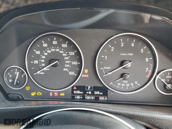 2016 BMW 3 Series 320i with VIN WBA8E1G55GNT34501, listed as a Copart auction lot 46363985 with 108,191 mi miles and Salvage Title. Bid and sale history available at DreamBid. Image 9.