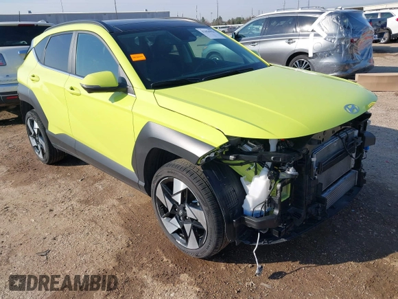 2024 Hyundai Kona Limited with VIN KM8HECA35RU067984, listed as a IAAI auction lot 41656956 with 15,343 mi miles and . Bid and sale history available at DreamBid. Image 1.