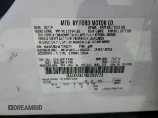2019 Ford EcoSport Titanium with VIN MAJ6S3KL4KC288772, listed as a Copart auction lot 50643245 with 59,855 mi miles and Salvage Title. Bid and sale history available at DreamBid. Image 12.