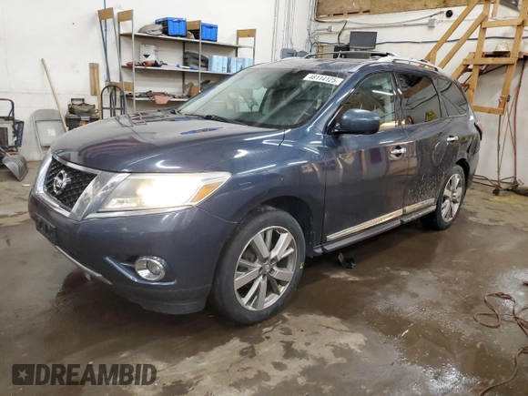 2013 Nissan Pathfinder Platinum with VIN 5N1AR2MM3DC660150, listed as a Copart auction lot 48114125 with 219,322 mi miles and Salvage Title. Bid and sale history available at carsss.com. Image 1.