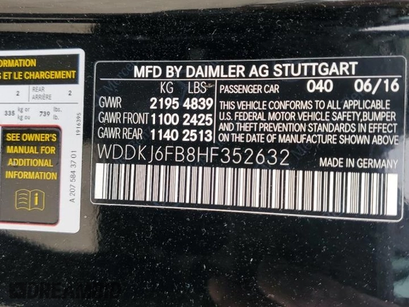 2017 Mercedes-Benz E-Class E 400 with VIN WDDKJ6FB8HF352632, listed as a Copart auction lot 50219433 with 54,936 mi miles. Bid and sale history available at carsss.com. Image 12.
