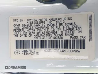 2013 Toyota Corolla L with VIN 5YFBU4EE1DP103528, listed as a IAAI auction lot 42111276 with 212,533 mi miles and . Bid and sale history available at DreamBid. Image 9.