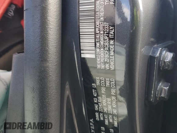 2018 FIAT 500X Urbana Edition with VIN ZFBCFXCB3JP712337, listed as a Copart auction lot 78670584 with 0 mi miles and Salvage Title. Bid and sale history available at carsss.com. Image 13.