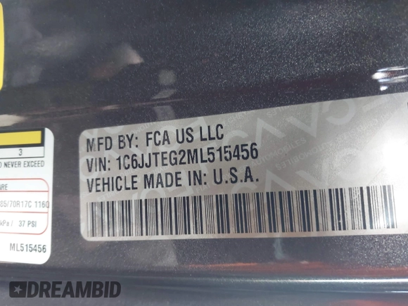 2021 Jeep Gladiator Mojave с VIN 1C6JJTEG2ML515456, выставлен на аукционе IAAI как лот 41976059 с пробегом 109 225 миль миль и . История ставок и продаж доступна на DreamBid. Изображение 9.