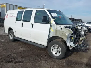 2021 Chevrolet Express Cargo Van with VIN 1GCWGAFP2M1182123, listed as a IAAI auction lot 41642667 with 1 mi miles. Bid and sale history available at carsss.com. Image 1.