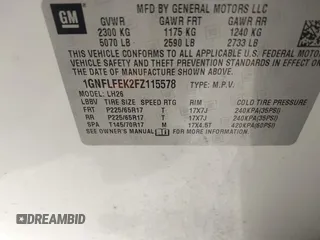 2015 Chevrolet Equinox LT with VIN 1GNFLFEK2FZ115578, listed as a IAAI auction lot 41863686 with 145,949 mi miles. Bid and sale history available at carsss.com. Image 9.