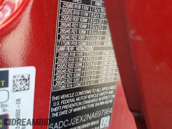 2022 Jaguar F-Pace S z VIN SADCJ2EX2NA697964, wystawiony jako Copart lot #64968015 z przebiegiem 31 074 mil mil oraz Szkoda całkowita • Salvage title. Historia ofert i sprzedaży dostępna na DreamBid. Obrazek 13.