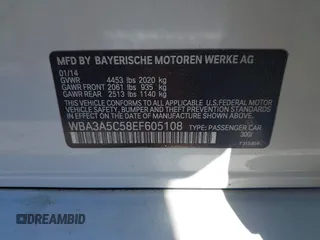 2014 BMW 3 Series 328i with VIN WBA3A5C58EF605108, listed as a IAAI auction lot 42129770 with 169,924 mi miles and . Bid and sale history available at DreamBid. Image 9.