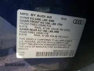 2023 Audi Q5 S line Premium with VIN WA1GAAFY1P2118579, listed as a Copart auction lot 43068015 with 15,662 mi miles and Salvage title. Bid and sale history available at DreamBid. Image 13.