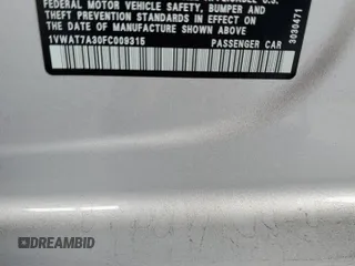 2015 Volkswagen Passat Limited Edition with VIN 1VWAT7A30FC009315, listed as a Copart auction lot 61481785 with 50,012 mi miles and Salvage title. Bid and sale history available at DreamBid. Image 12.