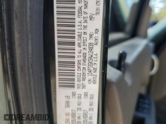 2010 Dodge Nitro SE with VIN 1D4PT2GK5AW124839, listed as a Copart auction lot 75934954 with Not Provided miles and Clean Title. Bid and sale history available at DreamBid. Image 14.