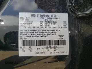 2024 Ford Explorer XLT with VIN 1FMSK8DH7RGA23907, listed as a Copart auction lot 61095905 with 26,289 mi miles and Non repairable. Bid and sale history available at DreamBid. Image 12.