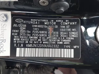 2009 Hyundai Tucson Limited with VIN KM8JN12D59U982332, listed as a IAAI auction lot 42044446 with 172,215 mi miles. Bid and sale history available at carsss.com. Image 9.