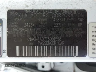 2015 Kia Optima EX with VIN KNAGN4AD7F5091558, listed as a Copart auction lot 62286205 with Not provided miles and Clean title. Bid and sale history available at DreamBid. Image 12.