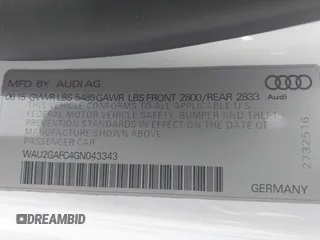 2016 Audi A7 Prestige with VIN WAU2GAFC4GN043343, listed as a IAAI auction lot 42380383 with 75,087 mi miles and . Bid and sale history available at DreamBid. Image 9.
