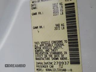 2017 Nissan Altima SR with VIN 1N4AL3AP2HC270937, listed as a Copart auction lot 48416365 with 119,549 mi miles and Salvage Title. Bid and sale history available at carsss.com. Image 12.