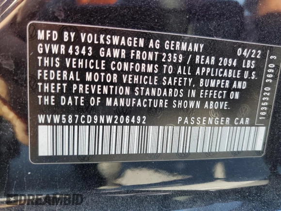 2022 Volkswagen Golf GTI Autobahn with VIN WVW587CD9NW206492, listed as a Copart auction lot 71097764 with 32,074 mi miles and Salvage Title. Bid and sale history available at carsss.com. Image 14.