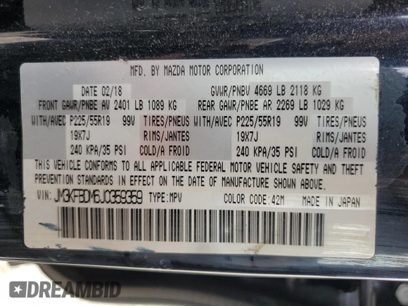 2018 Mazda CX-5 Grand Touring z VIN JM3KFBDM6J0359359, wystawiony jako Copart lot #48018105 z przebiegiem 74 227 mil mil oraz Szkody całkowita. Historia ofert i sprzedaży dostępna na DreamBid. Obrazek 14.
