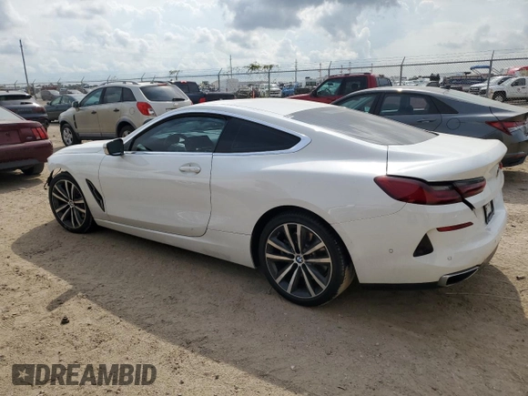 2020 BMW 8 Series 840i with VIN WBAAE2C0XLCE05217, listed as a Copart auction lot 72896824 with 0 mi miles and Salvage Title. Bid and sale history available at carsss.com. Image 2.