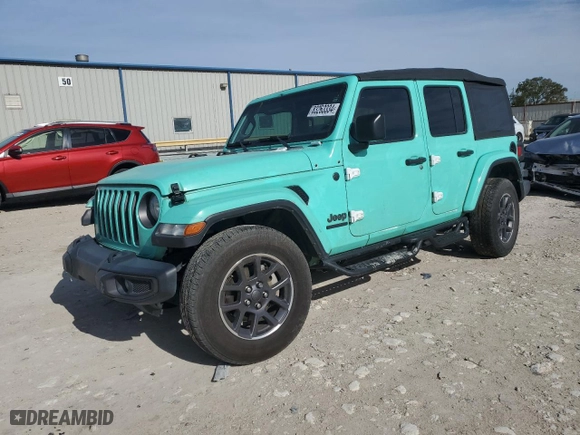 2021 Jeep Wrangler Unlimited Willys with VIN 1C4HJXDN7MW549681, listed as a Copart auction lot 83263334 with 57261 miles and Salvage Title. Bid and sale history available at carsss.com. Image 1.