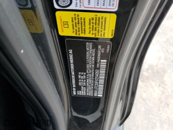 2015 BMW 2 Series M235i with VIN WBA1J7C50FV254060, listed as a Copart auction lot 43622085 with 61,397 mi miles and Salvage Title. Bid and sale history available at carsss.com. Image 12.
