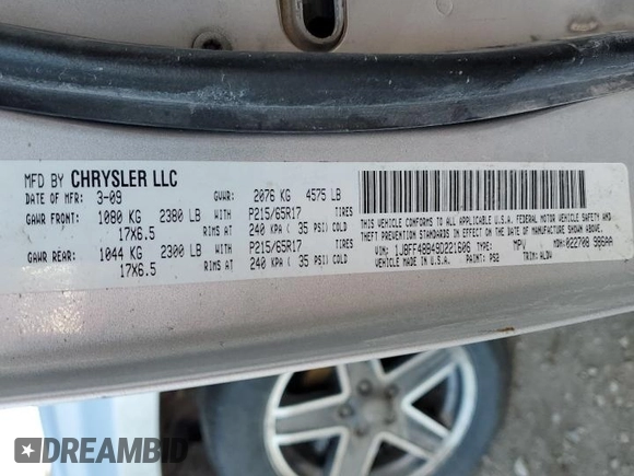 2009 Jeep Patriot with VIN 1J8FF48B49D221606, listed as a Copart auction lot 49596465 with 168,305 mi miles and Salvage title. Bid and sale history available at DreamBid. Image 16.