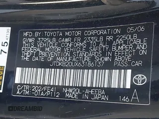 2006 Toyota Prius with VIN JTDKB20UX63186137, listed as a IAAI auction lot 42073701 with 105,375 mi miles. Bid and sale history available at carsss.com. Image 9.