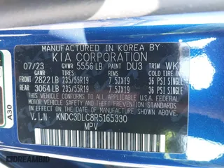 2024 Kia EV6 Wind with VIN KNDC3DLC8R5165330, listed as a IAAI auction lot 41897329 with 5,580 mi miles. Bid and sale history available at carsss.com. Image 9.