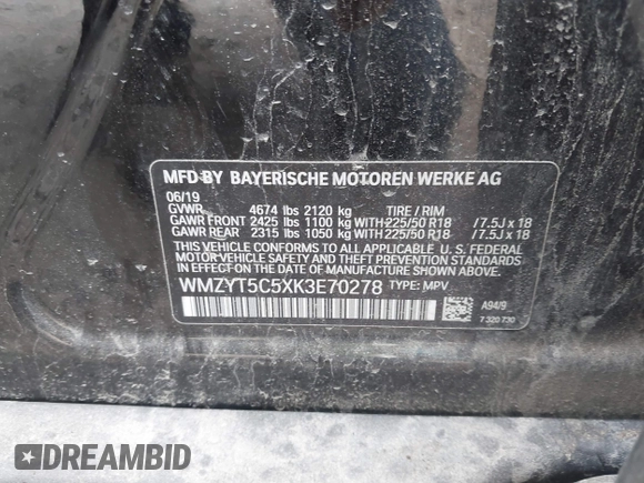 2019 MINI Countryman Cooper S с VIN WMZYT5C5XK3E70278, выставлен на аукционе IAAI как лот 40580254 с пробегом 72 451 миль миль и . История ставок и продаж доступна на DreamBid. Изображение 9.