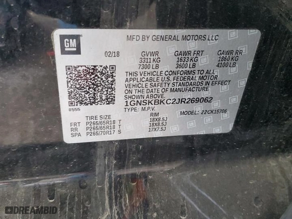 2018 Chevrolet Tahoe LT with VIN 1GNSKBKC2JR269062, listed as a Copart auction lot 88951945 with 248,798 mi miles and Clean Title. Bid and sale history available at carsss.com. Image 13.