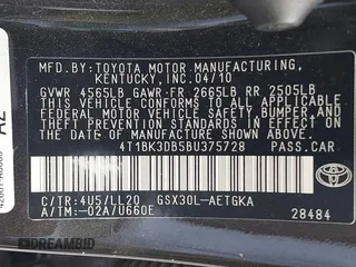 2011 Toyota Avalon with VIN 4T1BK3DB5BU375728, listed as a IAAI auction lot 40253779 with 167,194 mi miles and . Bid and sale history available at DreamBid. Image 9.