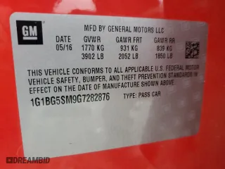 2016 Chevrolet Cruze Premier with VIN 1G1BG5SM9G7282876, listed as a Copart auction lot 86012014 with 116,139 mi miles and Salvage Title. Bid and sale history available at carsss.com. Image 12.