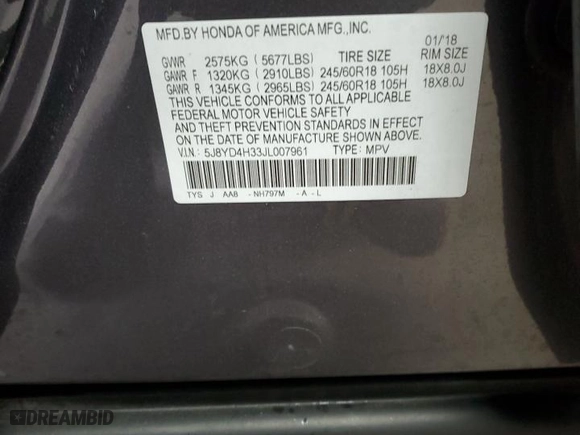 2018 Acura MDX with VIN 5J8YD4H33JL007961, listed as a Copart auction lot 47752255 with 93,331 mi miles and Salvage Title. Bid and sale history available at carsss.com. Image 15.