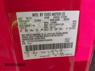 2010 Ford F-150 XL z VIN 1FTEX1EW9AFD22056, wystawiony jako IAAI lot #42209060 z przebiegiem 142 258 mil mil oraz . Historia ofert i sprzedaży dostępna na DreamBid. Obrazek 9.
