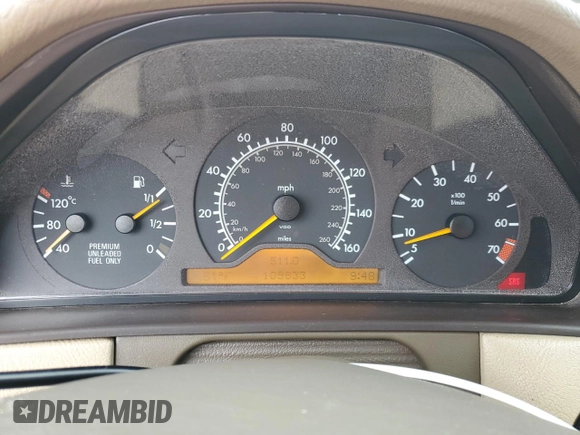 1997 Mercedes-Benz E-Class with VIN WDBJF55F2VJ031344, listed as a Copart auction lot 46499055 with 109,833 mi miles and Clean Title. Bid and sale history available at carsss.com. Image 9.
