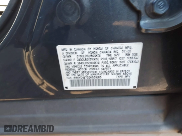 2005 Acura MDX Touring with VIN 2HNYD18725H551865, listed as a IAAI auction lot 42715088 with 206,235 mi miles and . Bid and sale history available at DreamBid. Image 9.