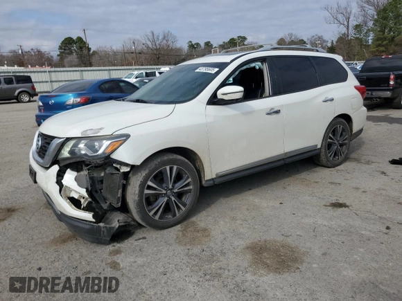 2017 Nissan Pathfinder Platinum with VIN 5N1DR2MN3HC612739, listed as a Copart auction lot 43795605 with 147,239 mi miles and Salvage Title. Bid and sale history available at carsss.com. Image 1.