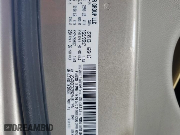 2014 Dodge Grand Caravan SXT with VIN 2C4RDGCG6ER427418, listed as a Copart auction lot 55841215 with 154,524 mi miles and Clean Title. Bid and sale history available at DreamBid. Image 13.