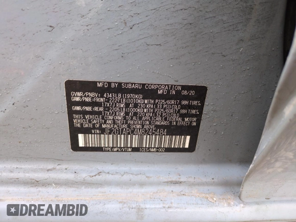 2021 Subaru Crosstrek Premium z VIN JF2GTAPC4M8245484, wystawiony jako Copart lot #51495495 z przebiegiem 62 684 mil mil oraz Szkoda całkowita • Salvage title. Historia ofert i sprzedaży dostępna na DreamBid. Obrazek 12.